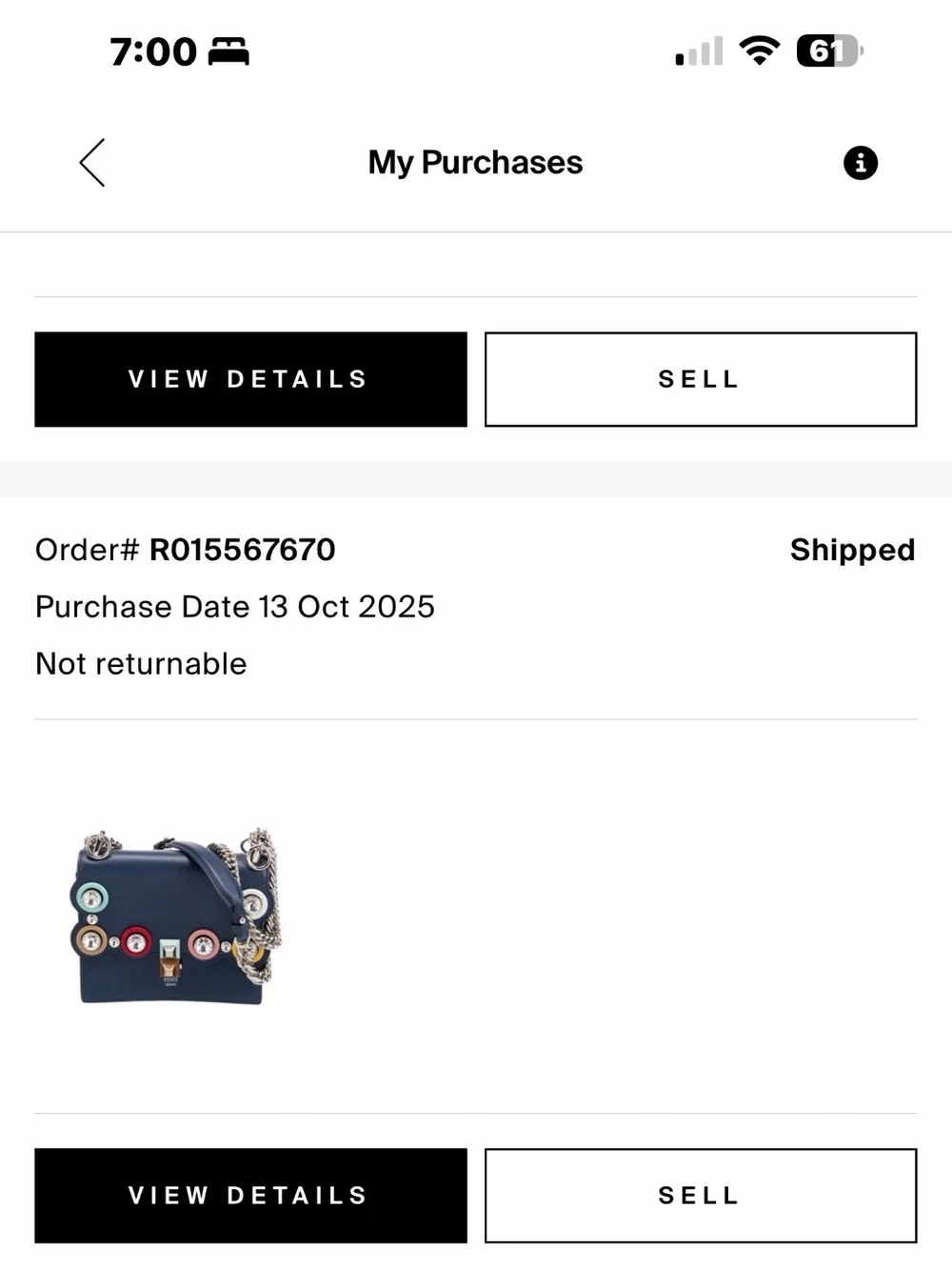 Fendi Navy Leather Crossbody with Multicolor Crystal Ring Accents